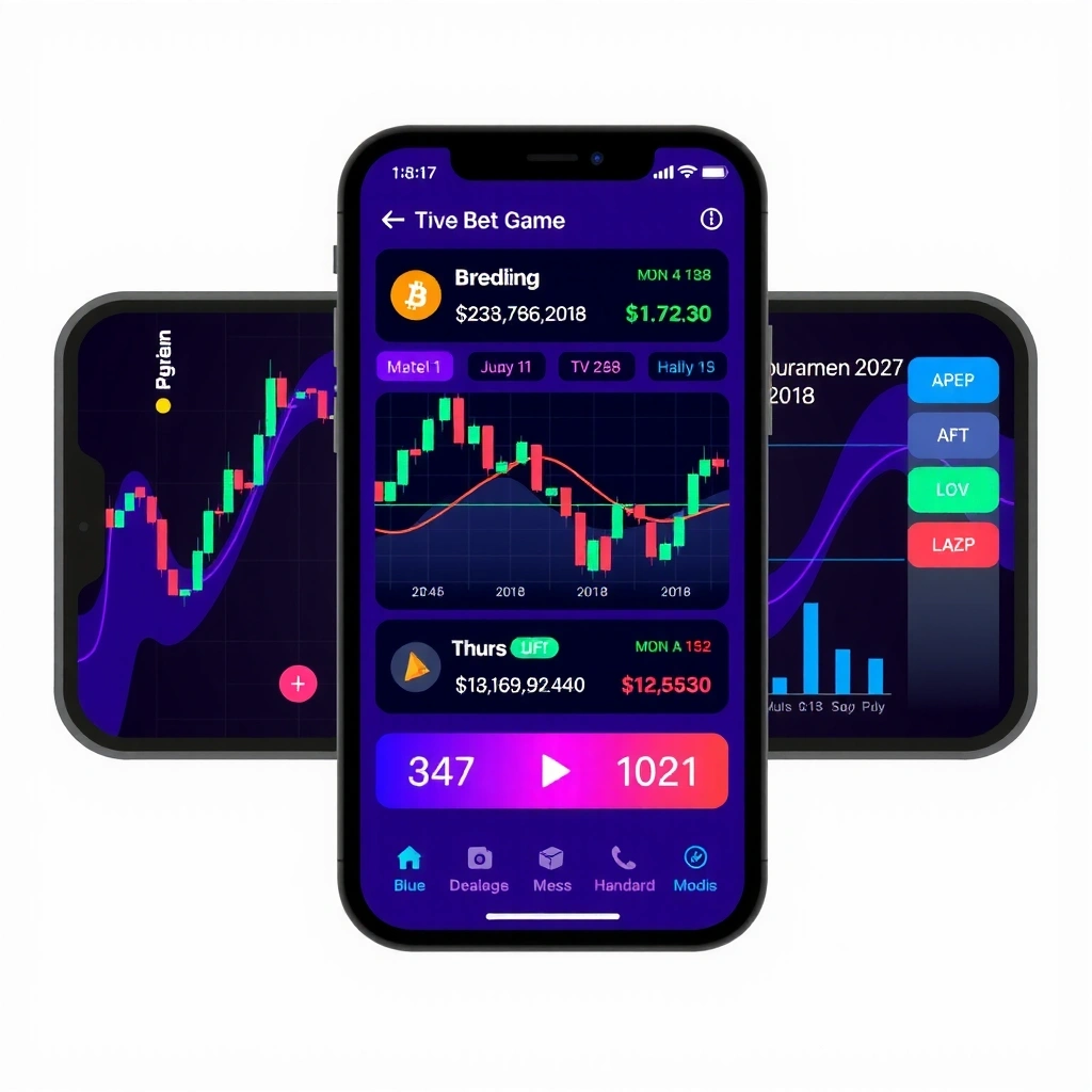 Mobile gaming interface with trading charts